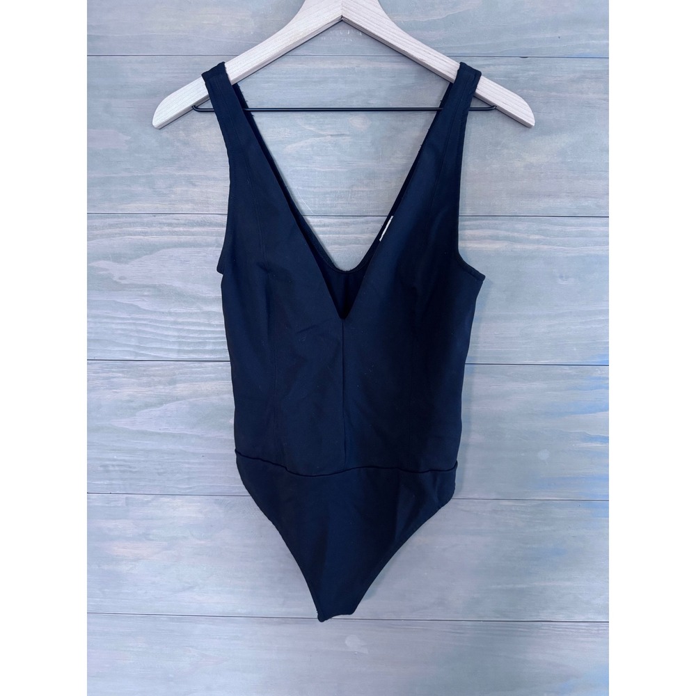 Intimately Free People Keep It Sleek Bodysuit Black V-Neck Sleeveless Small - Picture 7 of 9